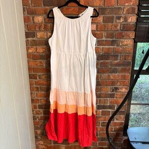 Ava & Viv womens striped tiered sleeveless maxi dress white X